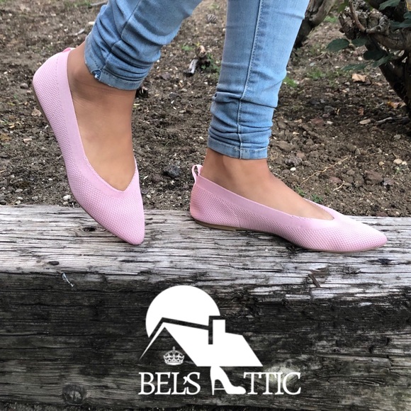 LAST1 Pointed Toe Knitted Fabric Ballerina Flats - Picture 6 of 8